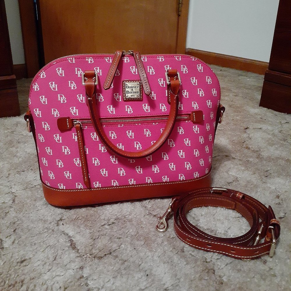 New Dooney & Bourke Gretta Domed Zip Satchel ~ Fushia